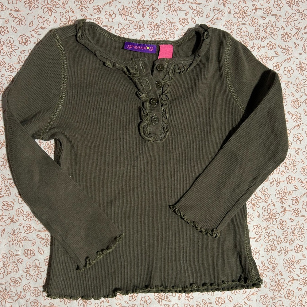 Greendog Olive Long Sleeve Kids Tee